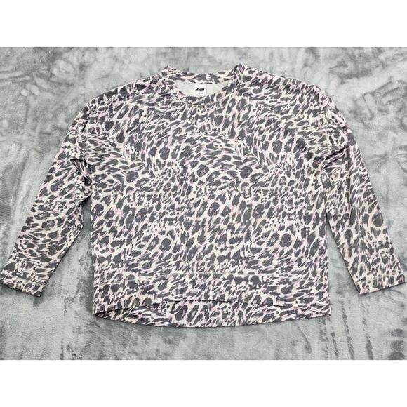 Avia Long Sleeve Drop Shoulder Soft French Terry Cloth Tee Size L Animal Print - Picture 1 of 7